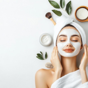 Girl relaxing with a face pack – casual skincare routine and natural beauty care at Vibes Salon Siliguri.